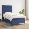 cadre de lit avec matelas Bleu 80x200 cm Tissu