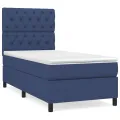 cadre de lit avec matelas Bleu 80x200 cm Tissu