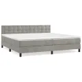 cadre de lit et matelas Gris clair 200x200cm Velours