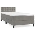 cadre de lit et matelas Gris clair 80x200 cm Velours