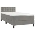 cadre de lit et matelas Gris clair 80x200 cm Velours