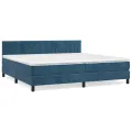cadre de lit et matelas Bleu foncé 200x200cm Velours
