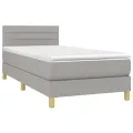 cadre de lit avec matelas Gris clair 80x200 cm Tissu