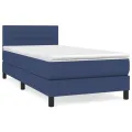 cadre de lit avec matelas Bleu 100x200 cm Tissu