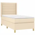 cadre de lit matelas et LED Crème 90x190 cm Tissu