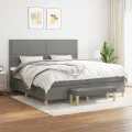 cadre de lit avec matelas Gris foncé 200x200cm Tissu