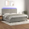 cadre de lit matelas et LED Gris clair 200x200 cm