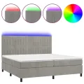 cadre de lit matelas et LED Gris clair 200x200 cm