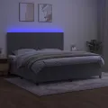 cadre de lit matelas et LED Gris clair 200x200 cm
