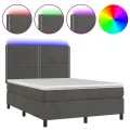 cadre de lit matelas et LED Gris foncé 140x190 cm