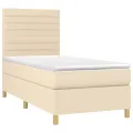 cadre de lit et matelas et LED Crème 90x190 cm Tissu