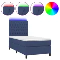 cadre de lit avec matelas et LED Bleu 80x200cm Tissu