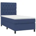 cadre de lit avec matelas et LED Bleu 80x200cm Tissu