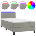cadre de lit avec matelas et LED Gris clair 80x200cm