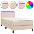 cadre de lit avec matelas et LED Cappuccino 80x200cm