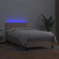 cadre de lit avec matelas et LED Cappuccino 80x200cm