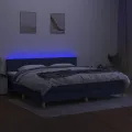 cadre de lit et matelas et LED Bleu 200x200 cm Tissu