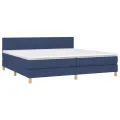 cadre de lit et matelas et LED Bleu 200x200 cm Tissu