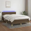 cadre de lit matelas et LED Marron foncé 140x200 cm