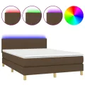 cadre de lit matelas et LED Marron foncé 140x200 cm