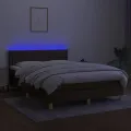 cadre de lit matelas et LED Marron foncé 140x200 cm