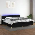 cadre de lit et matelas et LED Noir 200x200 cm Tissu