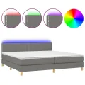 cadre de lit et matelas et LED Gris foncé 200x200 cm