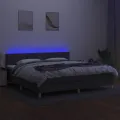 cadre de lit et matelas et LED Gris foncé 200x200 cm
