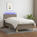 cadre de lit avec matelas LED Taupe 100x200 cm Tissu