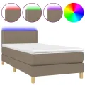 cadre de lit avec matelas LED Taupe 100x200 cm Tissu