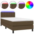 cadre de lit et matelas et LED Marron foncé 90x190cm