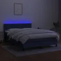 cadre de lit avec matelas LED Bleu 140x200 cm Tissu