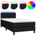 cadre de lit avec matelas LED Noir 100x200 cm Tissu