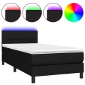 cadre de lit avec matelas et LED Noir 80x200cm Tissu