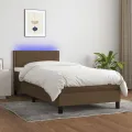 cadre de lit et matelas et LED Marron foncé 90x190cm