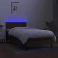 cadre de lit et matelas et LED Marron foncé 90x190cm