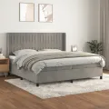 cadre de lit et matelas Gris clair 200x200cm Velours