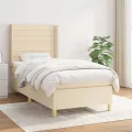 cadre de lit et matelas Crème 90x190 cm Tissu