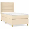 cadre de lit et matelas Crème 90x190 cm Tissu