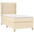 cadre de lit et matelas Crème 90x190 cm Tissu
