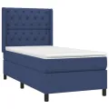 cadre de lit avec matelas Bleu 80x200 cm Tissu