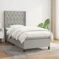 cadre de lit avec matelas Gris clair 80x200 cm Tissu