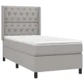 cadre de lit avec matelas Gris clair 80x200 cm Tissu
