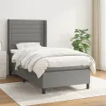 cadre de lit avec matelas Gris foncé 80x200 cm Tissu