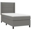 cadre de lit avec matelas Gris foncé 80x200 cm Tissu