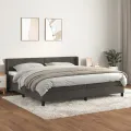 cadre de lit et matelas Gris foncé 200x200cm Velours