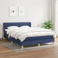 cadre de lit avec matelas Bleu 140x190 cm Tissu