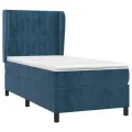 cadre de lit avec matelas Bleu foncé 100x200 cm