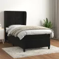 cadre de lit et matelas Noir 80x200 cm Velours