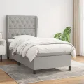 cadre de lit avec matelas Gris clair 80x200 cm Tissu